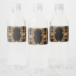Vinho Rótulo de Garrafa de Água Floral Dourada Ornamenta