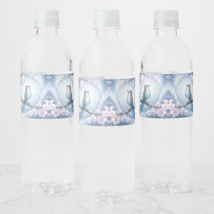 Vinho Rótulo de Garrafa de Água Floral Pássaro Azul