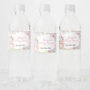 Vinho Rótulo de Garrafa de Água Floral Pastel Chá Baby S
