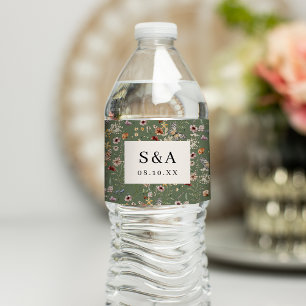 Vinho Rótulo de Garrafa de Água para Casamento com Flor