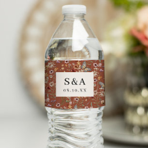 Vinho Rótulo de Garrafa de Água para Casamento de Flores