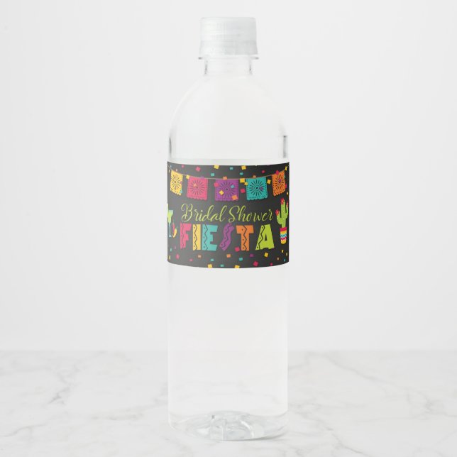 Vinho Rótulo de Garrafa de Água para Chá de Noiva Fiesta (Frente)