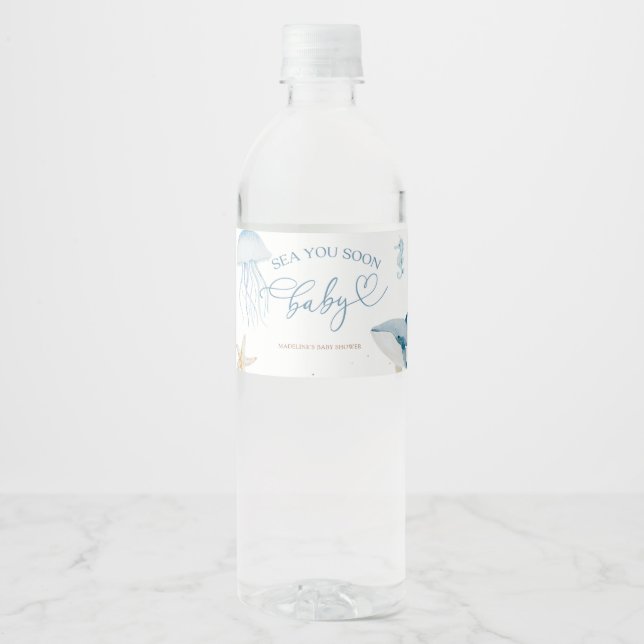 Vinho Rótulo de Garrafa de Verão Azul Oceano Mar Você Em (Frente)