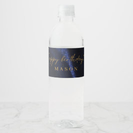 Vinho Rótulo Elegante de Garrafa de Água Azul Marinho