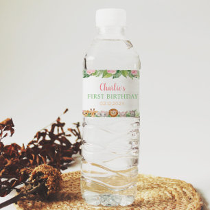 Vinho Safari Selvagem Um Rótulo De Garrafa De Água De An