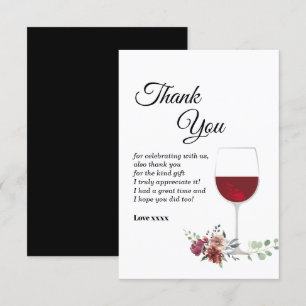 vinho tinto, cartões de agradecimentos de flores