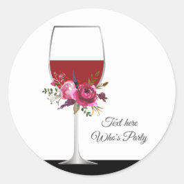 vinho tinto, floral, obrigado seu adesivo