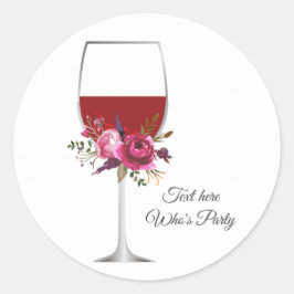 vinho tinto, floral, obrigado seu adesivo