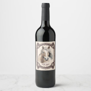 Vinho tinto personalizado com cavalo no rótulo