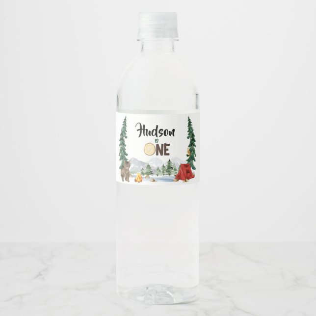 Vinho Um rótulo de garrafa de água de camper feliz (Frente)