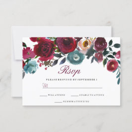 Vinho Vermelho Burgundy Casamento Floral RSVP