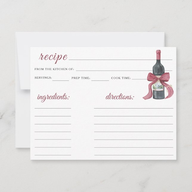 Vino before vows Bridal shower - recipe (Frente)