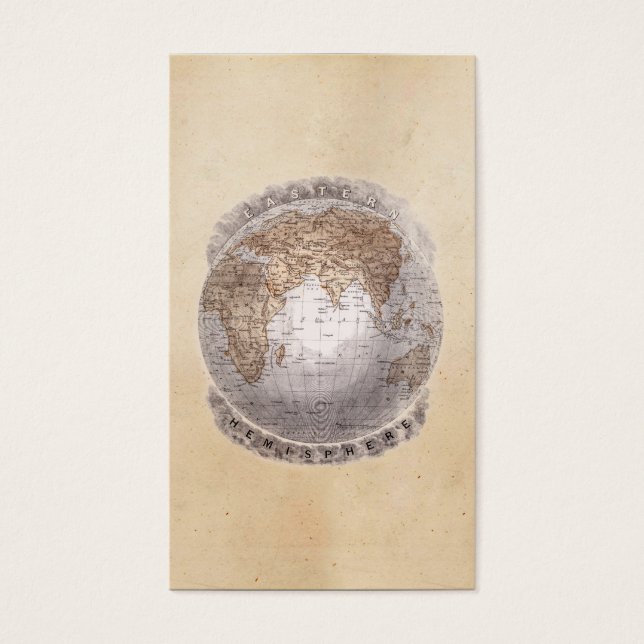 Vintage 1800s Mapa mundial do hemisfério leste (Frente)