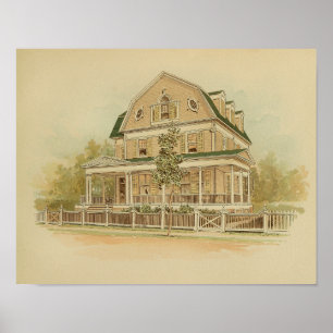 Vintage 1895 - Impressão de pintura de casa artí