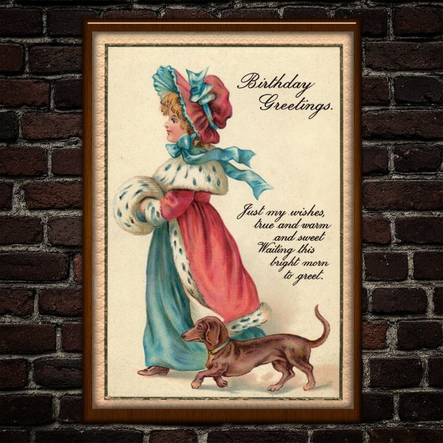 Vintage 1904 Birthday Girl & Dog Poster (Criador carregado)