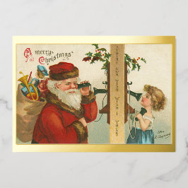 Vintage 1910 Menina chamando Papais noeis de Natal