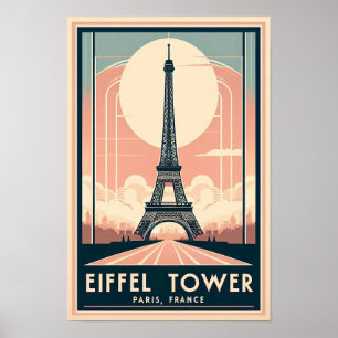 Vintage 1910 Paris Eiffel Tower Art Deco Poster