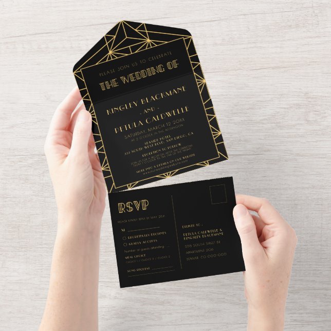 Vintage 1920 art deco casamento geométrico (Tearaway)