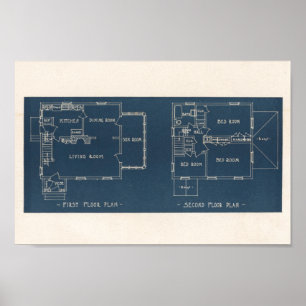 Vintage 1927 House Design 10A5 Impressão Interior