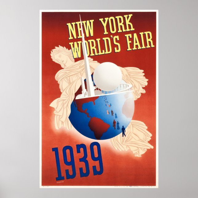 Vintage 1939 Fair Poster do Mundo de Nova Iorque (Frente)