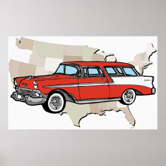 Vintage 1957 Chevy Nomad Classic Car Poster