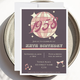 Vintage 1958 66º aniversário retro púrpura Convite