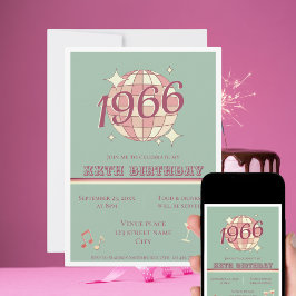 Vintage 1966, 60º aniversário, chá azul, convite