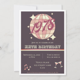Vintage 1978, 46 anos, retro púrpura Convite