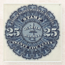 Vintage 25c Beer Revenue Stamp Glass Porta copos