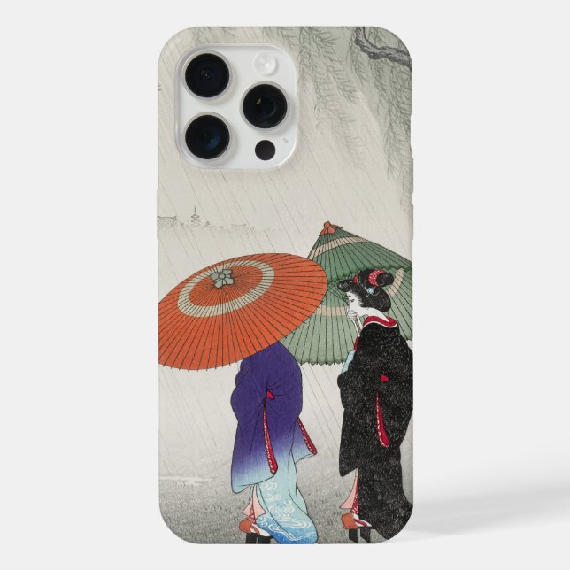Vintage 2 japonesas na chuva Ohara Koson (Verso)