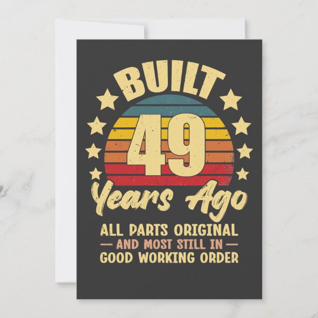 Vintage 49th Birthday Built 49 Years Ago Funny  (Frente)