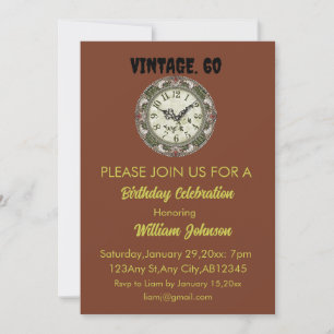 Vintage 60ª placa de convite de aniversário