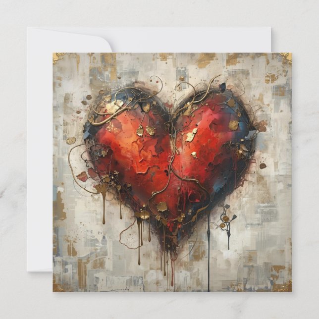 Vintage Abstract Hearts - Flat Card  (Frente)