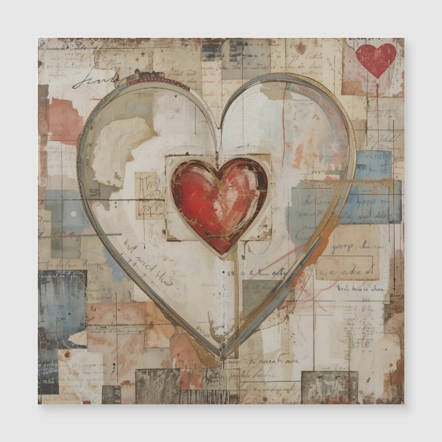 Vintage Abstract Hearts - Magnetic Card  (Frente)