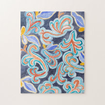 Vintage Abstrato Watercolor Art Quebra-cabeça