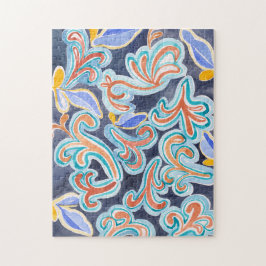 Vintage Abstrato Watercolor Art Quebra-cabeça