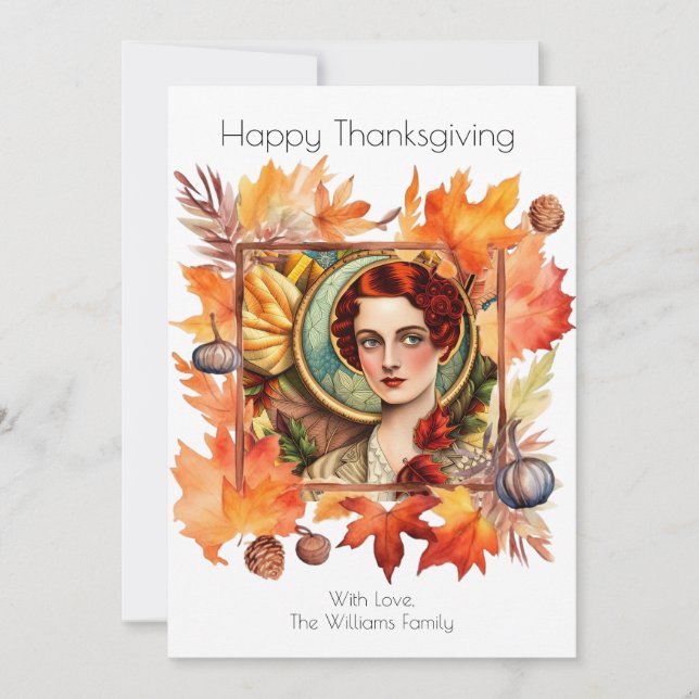 Vintage Ação de Graças Deseja Convite (Frente)