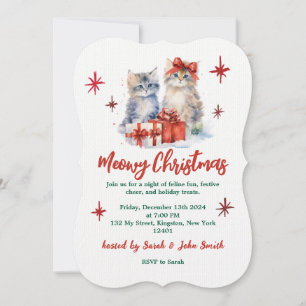 Vintage Adorable Kitten Convite De Natal