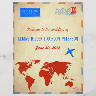 Vintage Air Mail Wedding Program Flyer: Distress