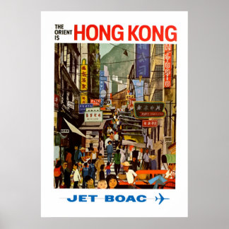 Vintage Airline Hong Kong China Poster de viagens