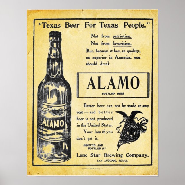 Vintage Alamo Beer Poster (Frente)