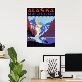 Vintage Alaska Poster de viagens, Atlin e Yukon