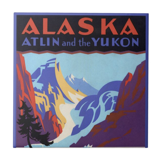 Vintage Alaska Poster de viagens, Atlin e Yukon (Frente)