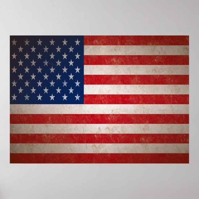 Vintage American Flag Art Impressão (Frente)