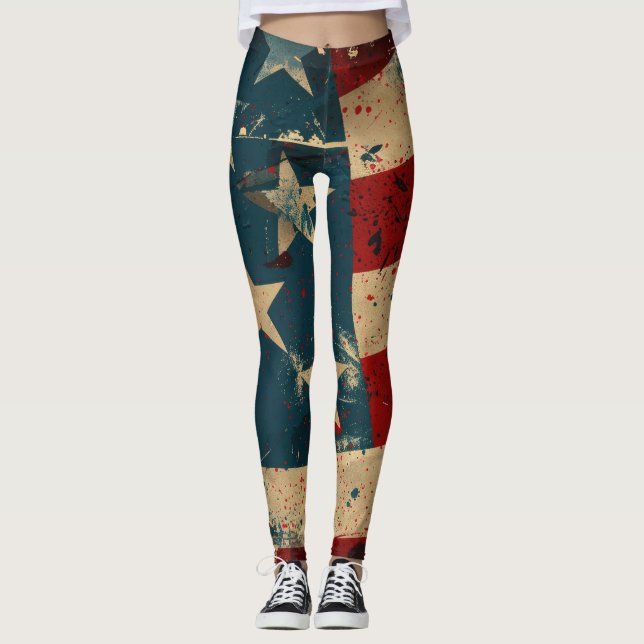 Vintage American Flag Leggings (Frente)