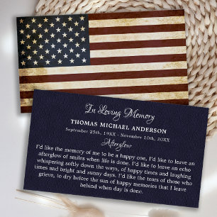Vintage American Flag Memorial Funcional Cartão d