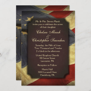 Vintage American Flag Text Convites para Casamento