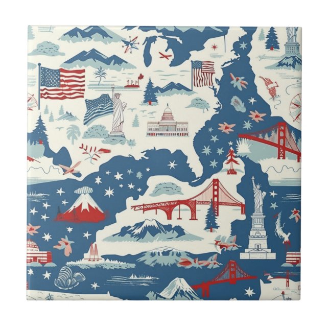 Vintage American Landmark Pattern (2) (Frente)