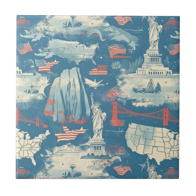 Vintage American Landmark Pattern (3) (Frente)