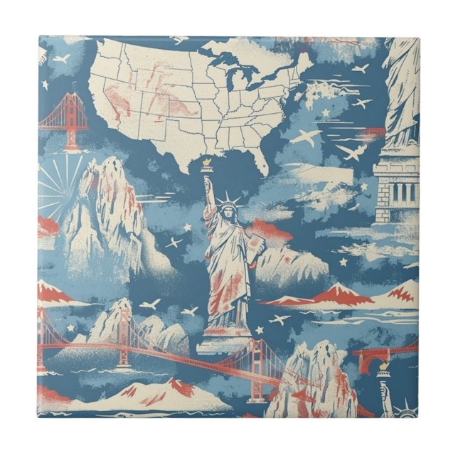Vintage American Landmark Pattern - Liberty, EUA (Frente)